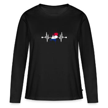 Pays-Bas Pays-Bas Heartbeat Pays-Bas - T-shirt manches longues Premium bio Femme - noir - Devant - Julia (174cm)