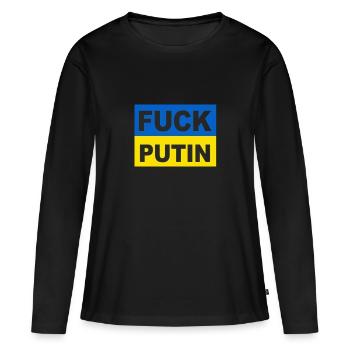 F*CK POUTINE - T-shirt manches longues Premium bio Femme - noir - Devant - Julia (174cm)