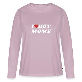J’aime les mamans chaudes - T-shirt manches longues Premium bio Femme - rose poudré - Devant - Julia (174cm)