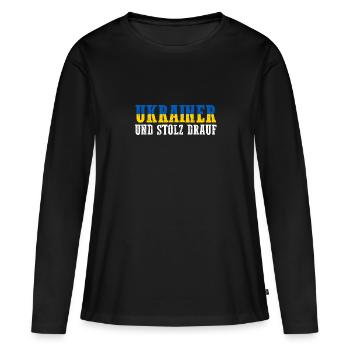 Ukrainer Ukraine - Frauen Premium Bio Langarmshirt - Schwarz - Vorne - Julia (174cm)