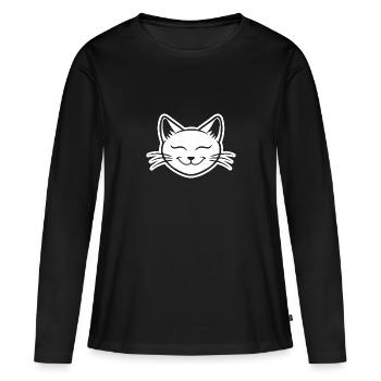 Chat Chats Chat Dame Chat Amoureux Chat Visage - T-shirt manches longues Premium bio Femme - noir - Devant - Julia (174cm)