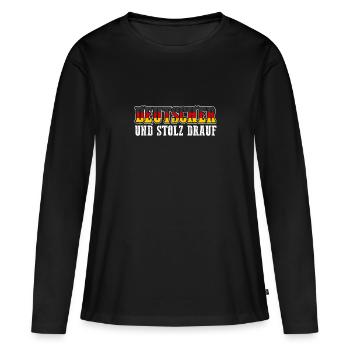 Deutscher Deutsch Deutschland - Frauen Premium Bio Langarmshirt - Schwarz - Vorne - Julia (174cm)