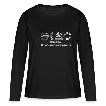 couture - T-shirt manches longues Premium bio Femme - noir - Devant - Julia (174cm)