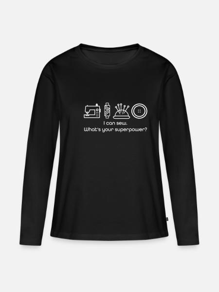 Nähen - Frauen Premium Bio Langarmshirt - Schwarz