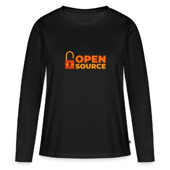 Quelloffen - Frauen Premium Bio Langarmshirt - Schwarz - Vorne - Julia (174cm)