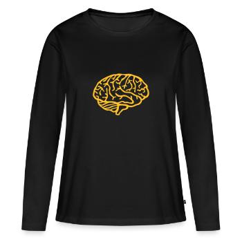 Cerveau - T-shirt manches longues Premium bio Femme - noir - Devant - Julia (174cm)