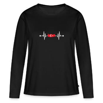 Turcs turcs Heartbeat Turquie - T-shirt manches longues Premium bio Femme - noir - Devant - Julia (174cm)