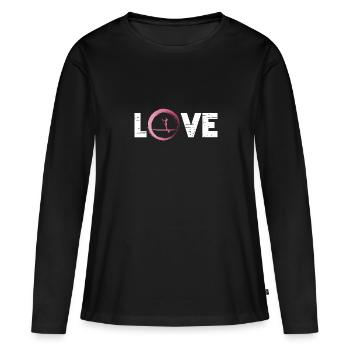 Sporty Hobby Leidenschaft Stand Up Paddle - Frauen Premium Bio Langarmshirt - Schwarz - Vorne - Julia (174cm)