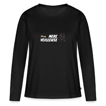 Mère veilleuse - T-shirt manches longues Premium bio Femme - noir - Devant - Julia (174cm)