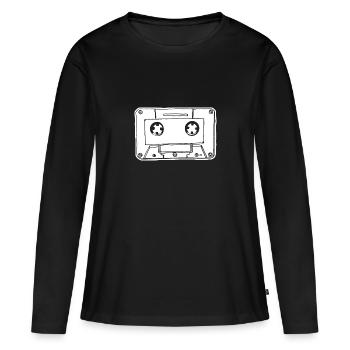 Cassette de musique Cassette audio - T-shirt manches longues Premium bio Femme - noir - Devant - Julia (174cm)