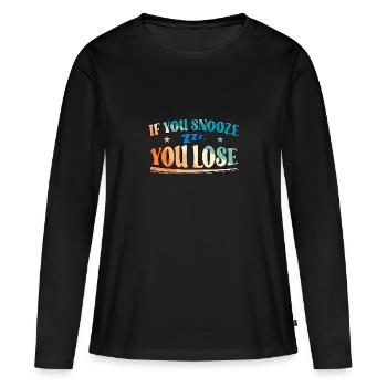 Si vous dormez, vous perdez - T-shirt manches longues Premium bio Femme - noir - Devant - Julia (174cm)