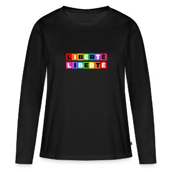 Liberté - T-shirt manches longues Premium bio Femme - noir - Devant - Julia (174cm)