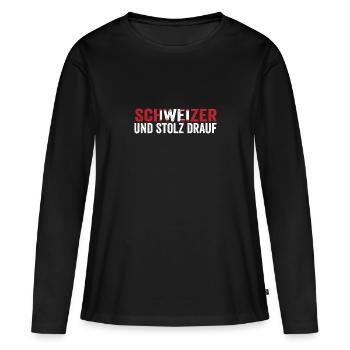 Schweizer Schweiz - Frauen Premium Bio Langarmshirt - Schwarz - Vorne - Julia (174cm)