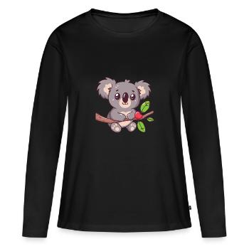 Happy koala ours koala sur bambou - T-shirt manches longues Premium bio Femme - noir - Devant - Julia (174cm)