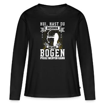Bogenschießen Bogensport Pfeil Und Bogen Bogen - Frauen Premium Bio Langarmshirt - Schwarz - Vorne - Julia (174cm)