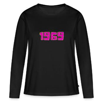1969 la meilleure année en rose - T-shirt manches longues Premium bio Femme - noir - Devant - Julia (174cm)