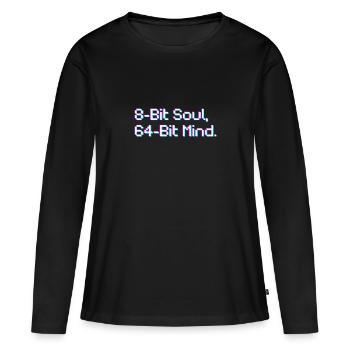 8 bits Soul, 64 bits cœur - T-shirt manches longues Premium bio Femme - noir - Devant - Julia (174cm)
