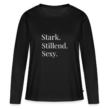 Stillen mit Stil: Stark. Stillend. Sexy. - Frauen Premium Bio Langarmshirt - Schwarz - Vorne - Julia (174cm)
