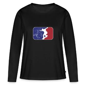 Logo du patineur - T-shirt manches longues Premium bio Femme - noir - Devant - Julia (174cm)