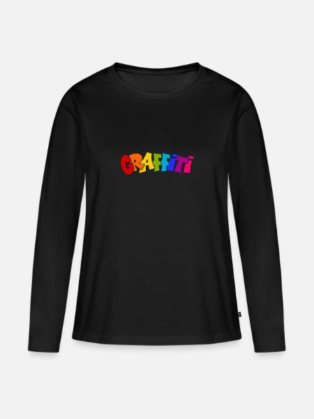 Graffiti - Frauen Premium Bio Langarmshirt - Schwarz