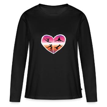 Coeur de gymnastique - T-shirt manches longues Premium bio Femme - noir - Devant - Julia (174cm)