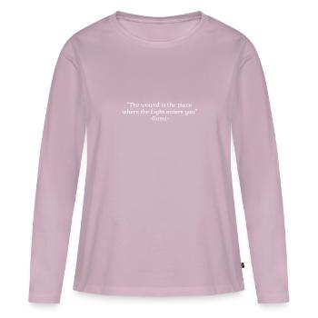 Le sage dicton de Rumi - T-shirt manches longues Premium bio Femme - rose poudré - Devant - Julia (174cm)