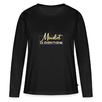 Mindset is everything - Frauen Premium Bio Langarmshirt - Schwarz - Vorne - Julia (174cm)
