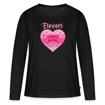 Mädchen Tochter 11. Geburstag Gaming Controller - Frauen Premium Bio Langarmshirt - Schwarz - Vorne - Julia (174cm)