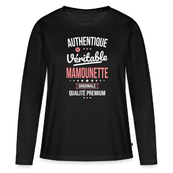 Authentique et véritable Mamounette - Cadeau - T-shirt manches longues Premium bio Femme - noir - Devant - Julia (174cm)