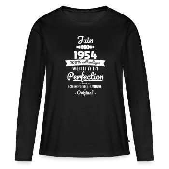 70th Anniversary - June 1954 Original - Women's Premium Organic Long Sleeve Shirt - black - Front - Julia (174cm)