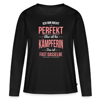 Je ne suis pas parfait, mais je suis un combattant - T-shirt manches longues Premium bio Femme - noir - Devant - Julia (174cm)