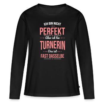 I'm not perfect, but I'm a gymnast - Women's Premium Organic Long Sleeve Shirt - black - Front - Julia (174cm)