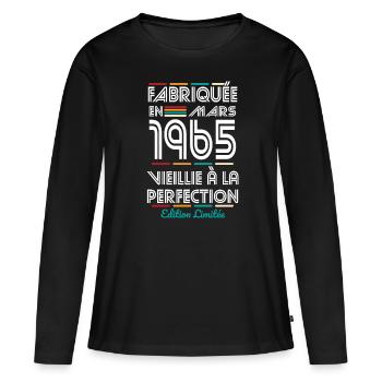 60th Anniversary - Made in March 1965 - Women's Premium Organic Long Sleeve Shirt - black - Front - Julia (174cm)