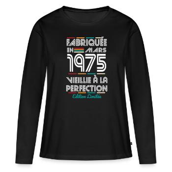 50th Anniversary - Made in March 1975 - Women's Premium Organic Long Sleeve Shirt - black - Front - Julia (174cm)