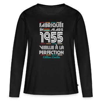 70th Anniversary - Made in March 1955 - Women's Premium Organic Long Sleeve Shirt - black - Front - Julia (174cm)