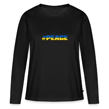 # PEACE - Frauen Premium Bio Langarmshirt - Schwarz - Vorne - Julia (174cm)