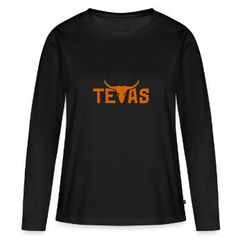 Texas - Frauen Premium Bio Langarmshirt - Schwarz - Vorne - Julia (174cm)