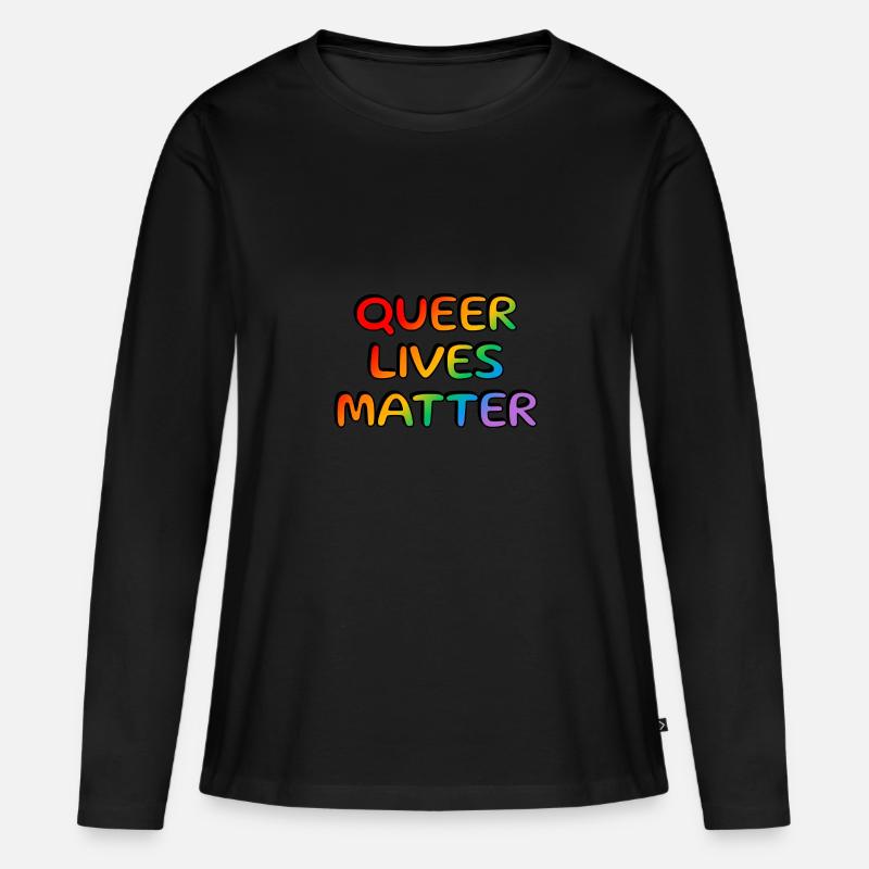Queere Leben sind wichtig LGBT Pride schwul Regenbogen - Frauen Premium Bio Langarmshirt - Schwarz
