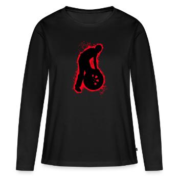 Reparatur Ersatz Rot und Schwarz Umriss - Frauen Premium Bio Langarmshirt - Schwarz - Vorne - Julia (174cm)
