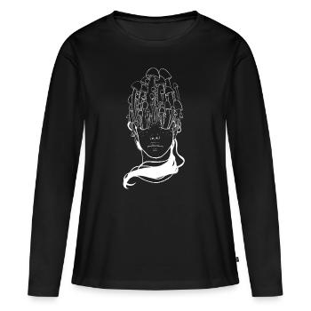 Magic Mushroom Head - T-shirt manches longues Premium bio Femme - noir - Devant - Julia (174cm)