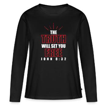 Bible vérité - T-shirt manches longues Premium bio Femme - noir - Devant - Julia (174cm)