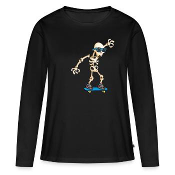 Skateboard skateboard skateboard squelette - T-shirt manches longues Premium bio Femme - noir - Devant - Julia (174cm)