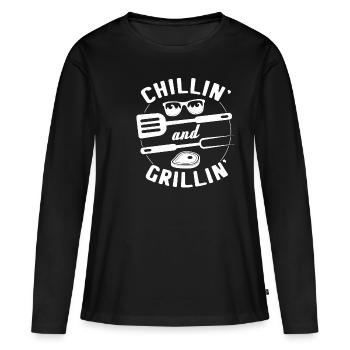 BBQ Grillen Griller Grillkönig Grillsaison Chillen - Frauen Premium Bio Langarmshirt - Schwarz - Vorne - Julia (174cm)