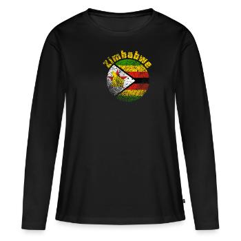 Zimbabwe Simbabwe Afrika Geschenk Flagge Vintage - Frauen Premium Bio Langarmshirt - Schwarz - Vorne - Julia (174cm)