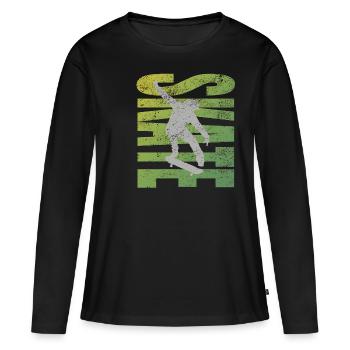 Skater Skate - T-shirt manches longues Premium bio Femme - noir - Devant - Julia (174cm)