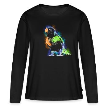 perroquet - T-shirt manches longues Premium bio Femme - noir - Devant - Julia (174cm)