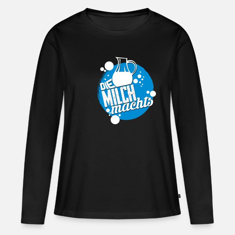 Die Milch machts, nostalgisches Werbeschild - Frauen Premium Bio Langarmshirt - Schwarz