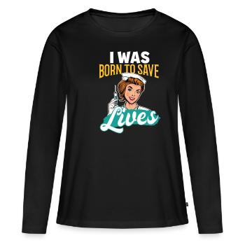 Krankenschwester - Frauen Premium Bio Langarmshirt - Schwarz - Vorne - Julia (174cm)