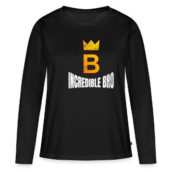 incroyable bro - T-shirt manches longues Premium bio Femme - noir - Devant - Julia (174cm)