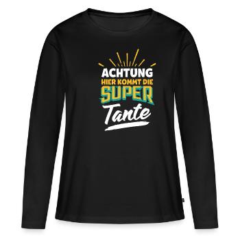 Gift for Auntie Super Aunt - Women's Premium Organic Long Sleeve Shirt - black - Front - Julia (174cm)